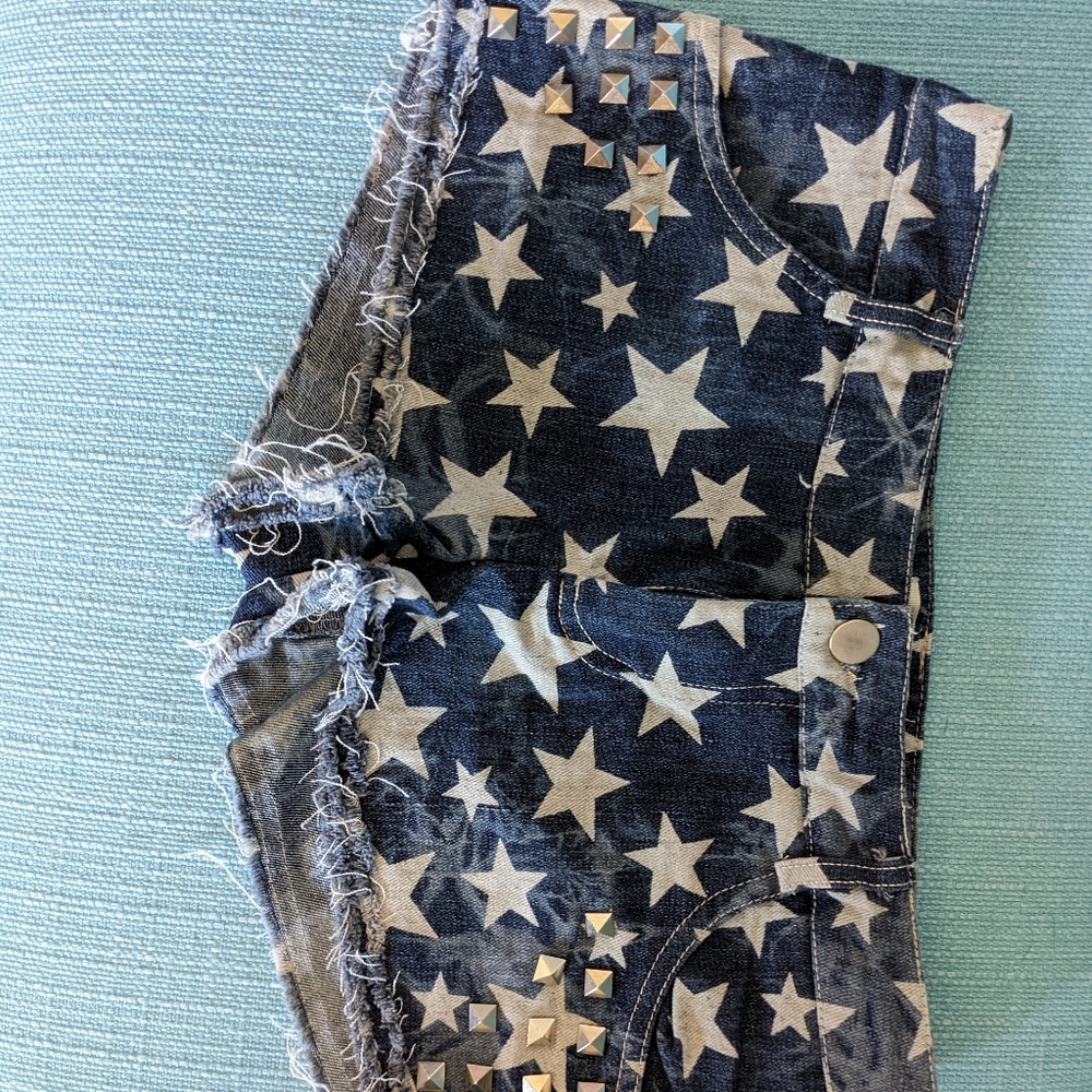 Double Zero Brand Star Denim Shorts